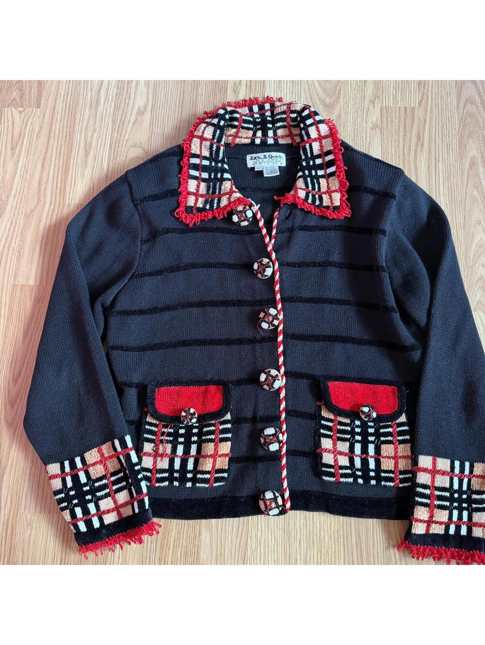 Jack B Quick Vintage Beaded Plaid Cardigan [COPY]